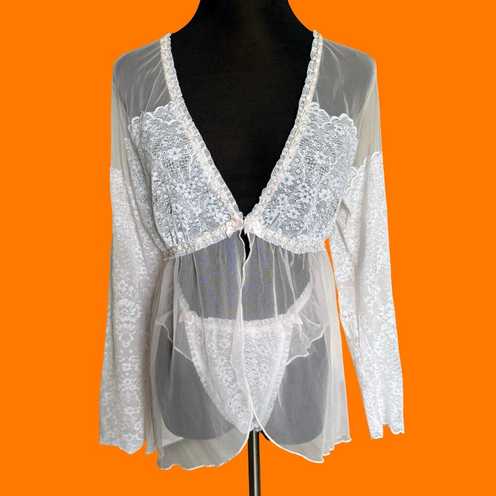 90's 00's vintage rosette floral lace y2k lingerie set L Claire Pettibone NWT